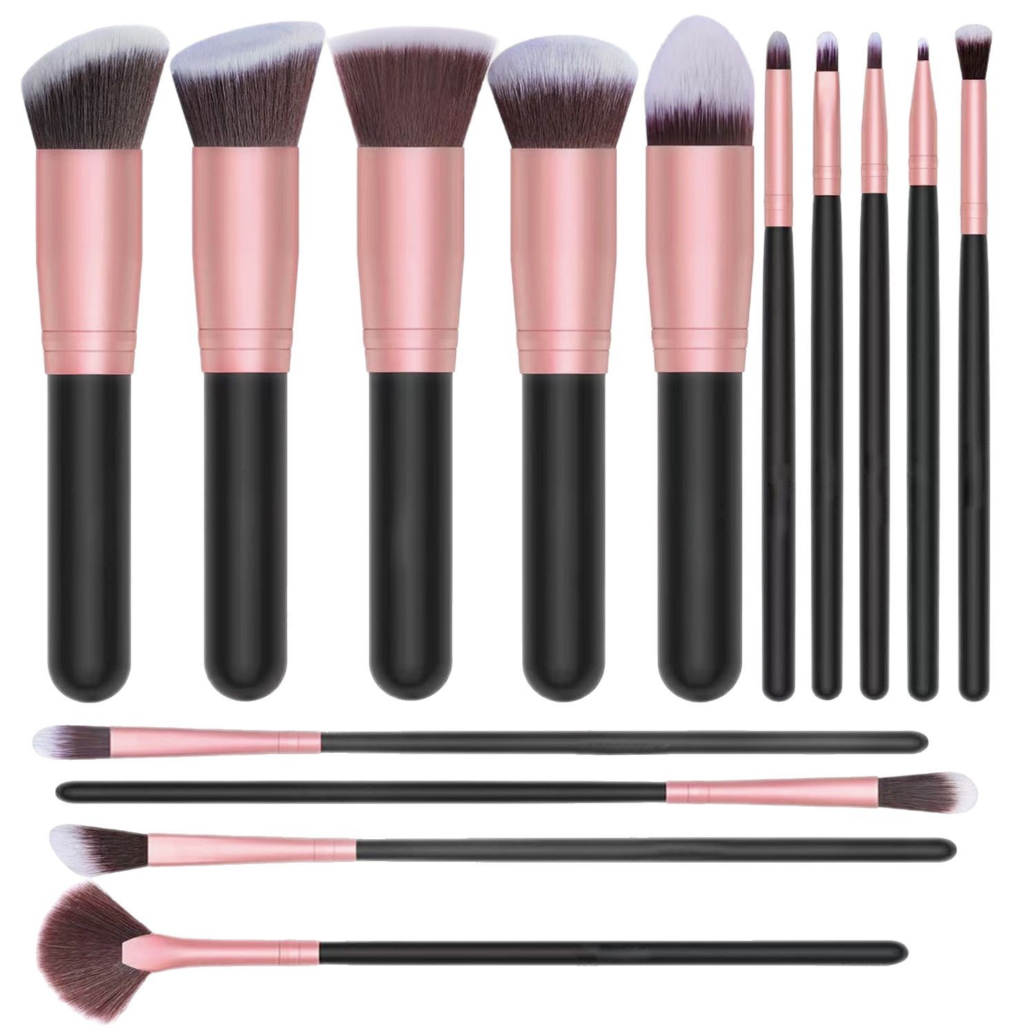 Cepillo de maquillaje 14 conjuntos de cepillos de maquillaje principiante suave cepillo de maquillaje polvo de maquillaje conjunto completo de herramientas de maquillaje