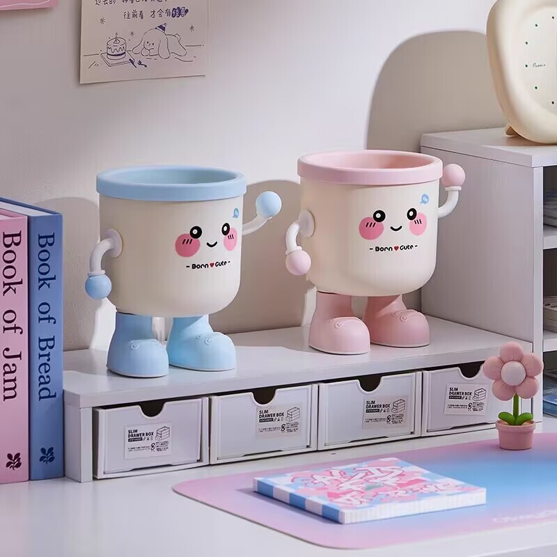新しいかわいいデスクトップゴミ箱ミニ小型ゴミ収納箱学生寮オフィスゴミ箱蓋付き|undefined