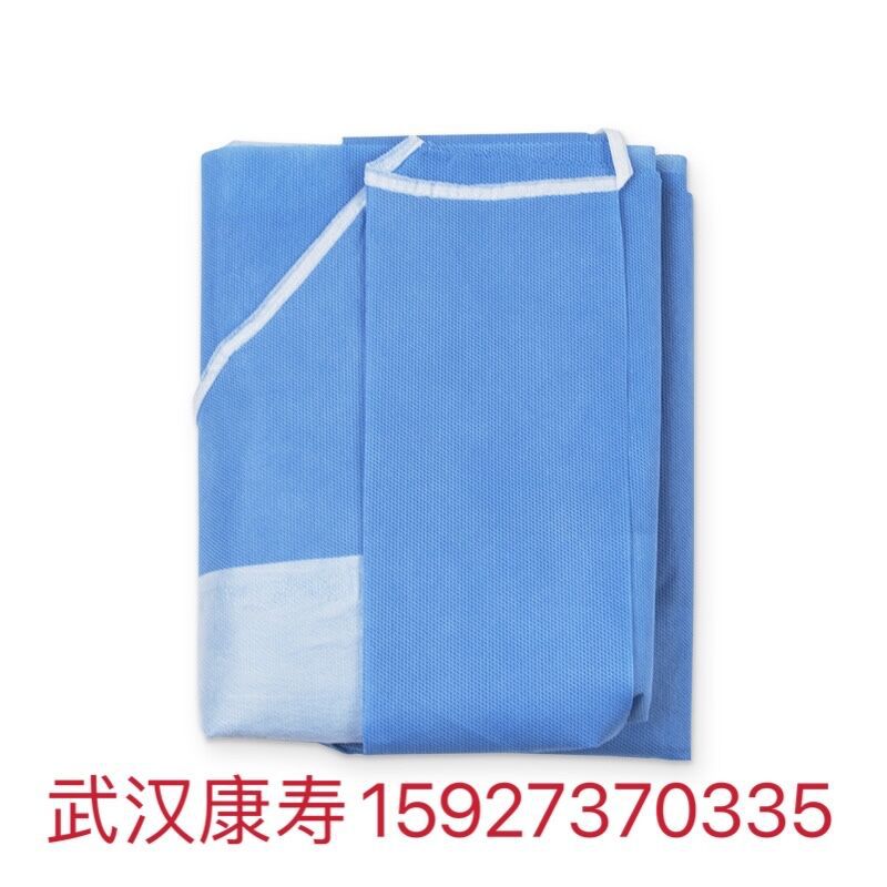 一次性加强型手术衣蓝色SMS加厚无纺布隔离衣螺纹针织袖口手术衣