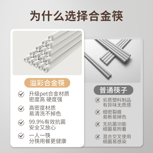 Chopsticks for household use, high temperature resistant, non-slip, anti-mold, one chopstick per person, high-looking alloy chopsticks, hotel kitchen tableware wholesale