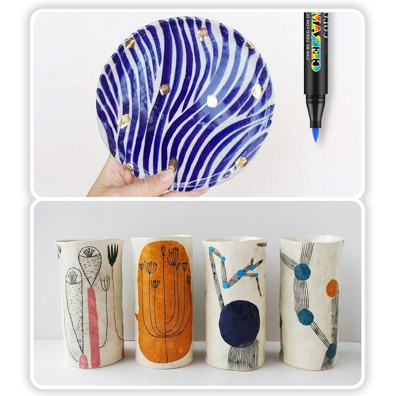 Guangna 6650 suave cabeza de cerámica pintura cepillo traje 12/24 color DIY creativo vidrio porcelana graffiti suave pluma