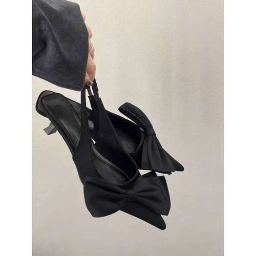 Minimalist design pointed-toe backless women's sandals, 2025 spring new versatile high-heeled single shoes for women