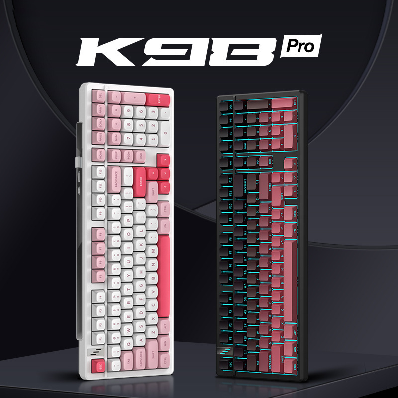 K98 Three-Mode Wireless Mechanical Keyboard Customized Hot-Swappable Gaming E-Sports Three-Color Rgb Side-Engraved Mechanical Keyboard