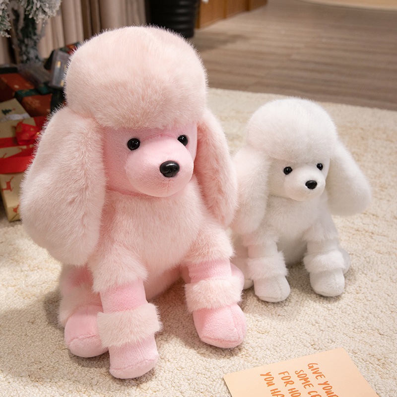 Cute juguete de peluche Poodle simulación de perro muñeca Poodle tela muñeca regalo de cumpleaños de San Valentín