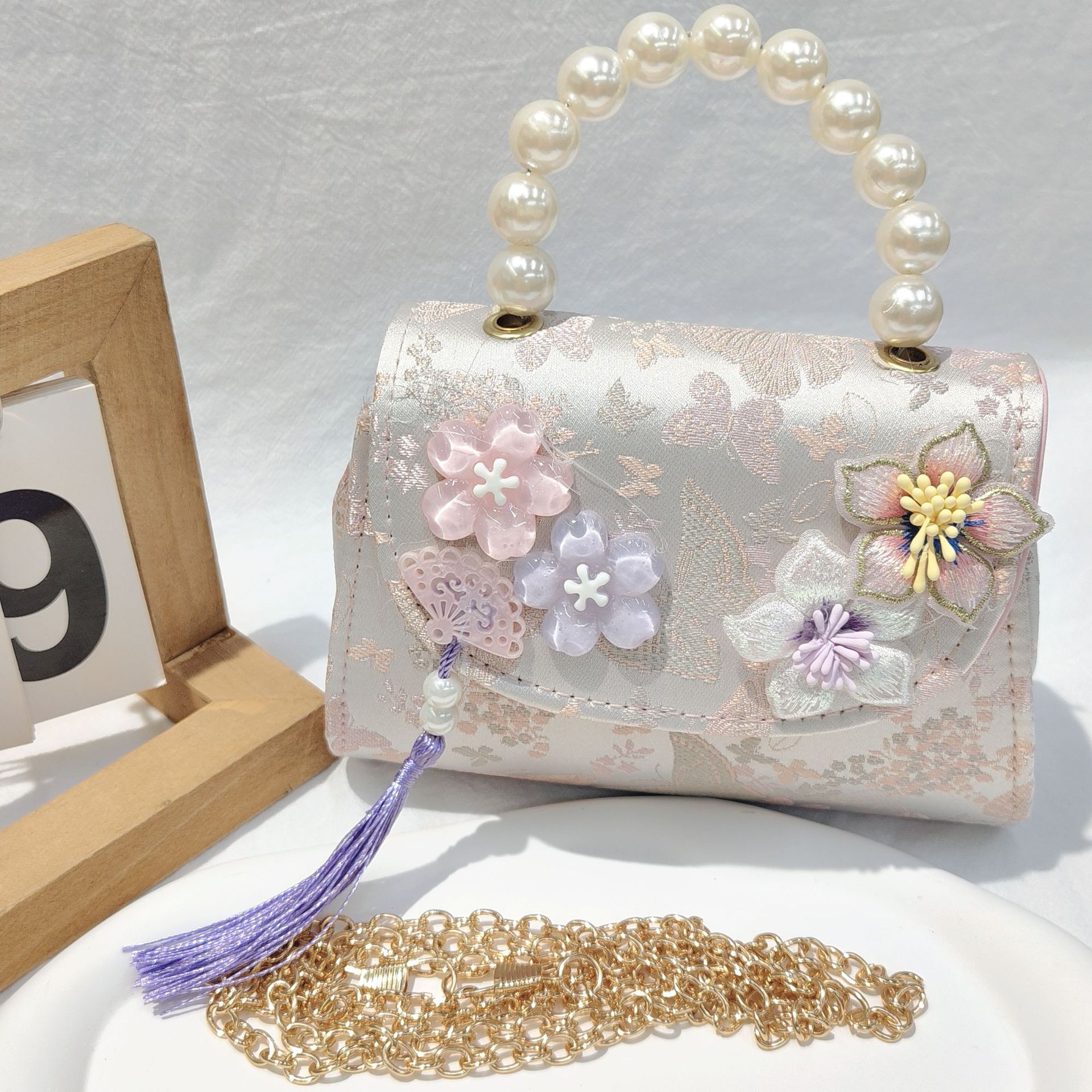 Bolso de arco para niños bolso de rosa de verano bolso de mochila para chicas bolso de princesa de perla pequeña bolsa de cambio de viento fragante