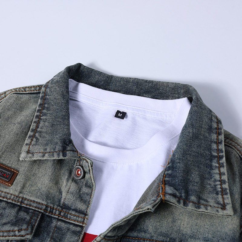 Giacca di jeans uomo classica retro ampia con colletto a revers_voghion.com
