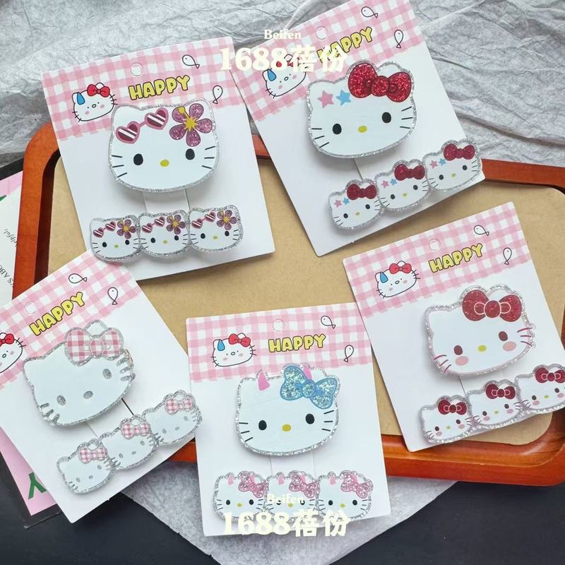 アクリルファインフラッシュ漫画キティ猫ヘアピン甘くてかわいい前髪クリップ子供女の子ハートカモノハシクリップヘアアクセサリー|undefined