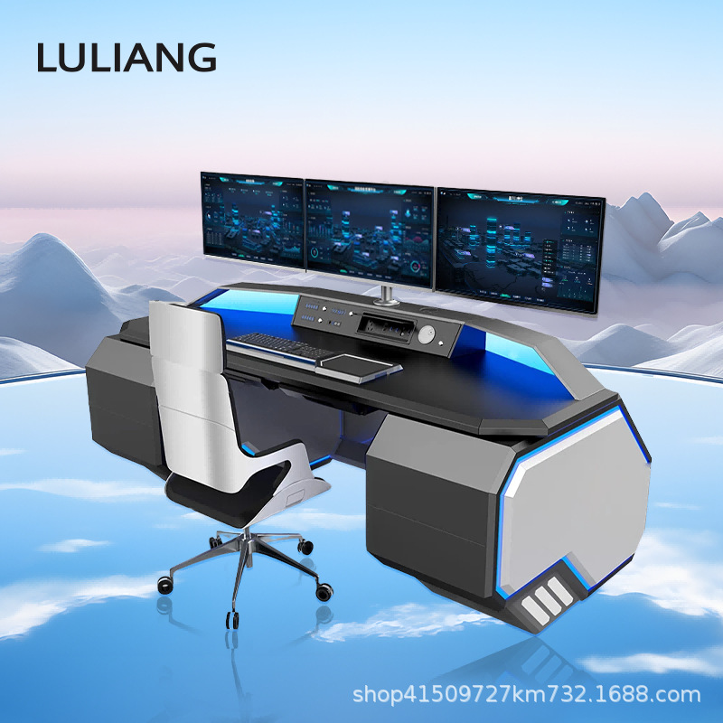 路亮实时大屏数据分析操作台安防监控三联屏显示器中控室中心指挥