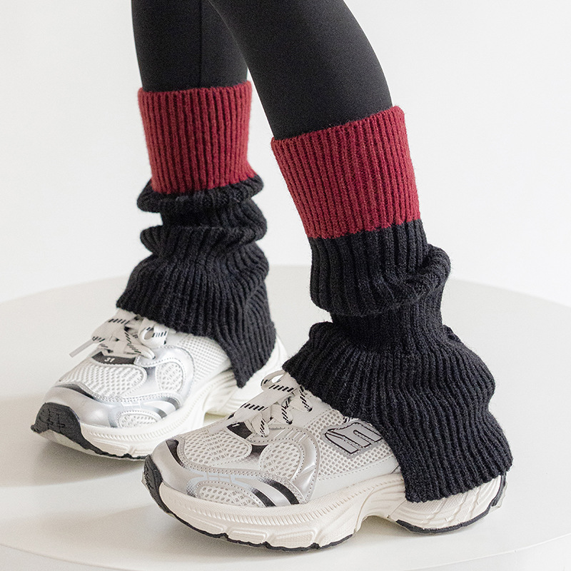 Botas de algodón para niños calcetines de mujer color contrastante calcetines de pantorrilla de empalme japonés retrógrado delgado otoño y invierno coreano chicas calcetines de pila