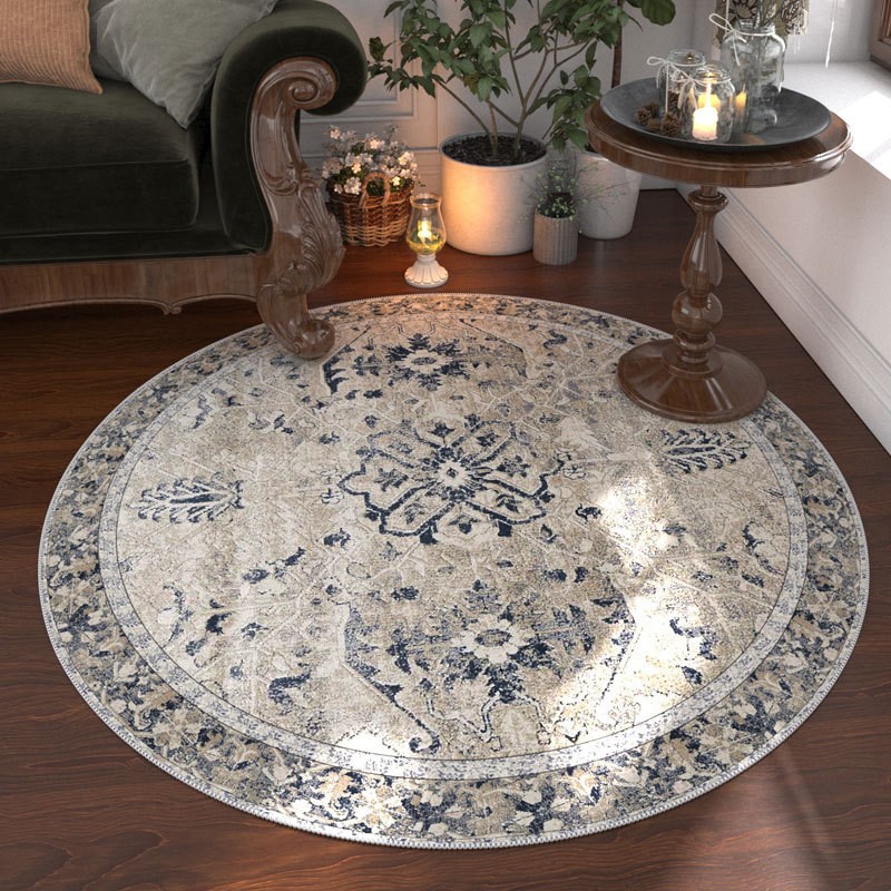 Alfombras transfronterizas de sala de estar imitación de cachemira mesa de té estilo bosmía dormitorio retro lavable alfombras redondas