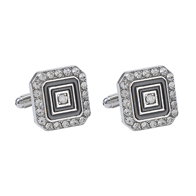 Diamond Crystal Cufflinks For Men Elegant Striped Shirt Design_voghion.com