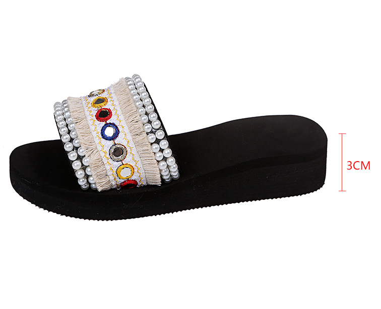 female sequined pearl Ethnic style slippers nihaostyles clothing wholesale NSKJX71198