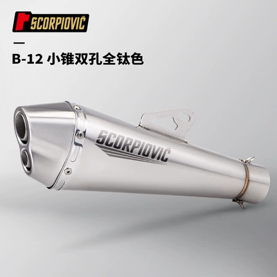Steel High Temperature Resistant, Motorcycle exhaust pipe - b-12-small-cone-double-hole-full-titanium-color