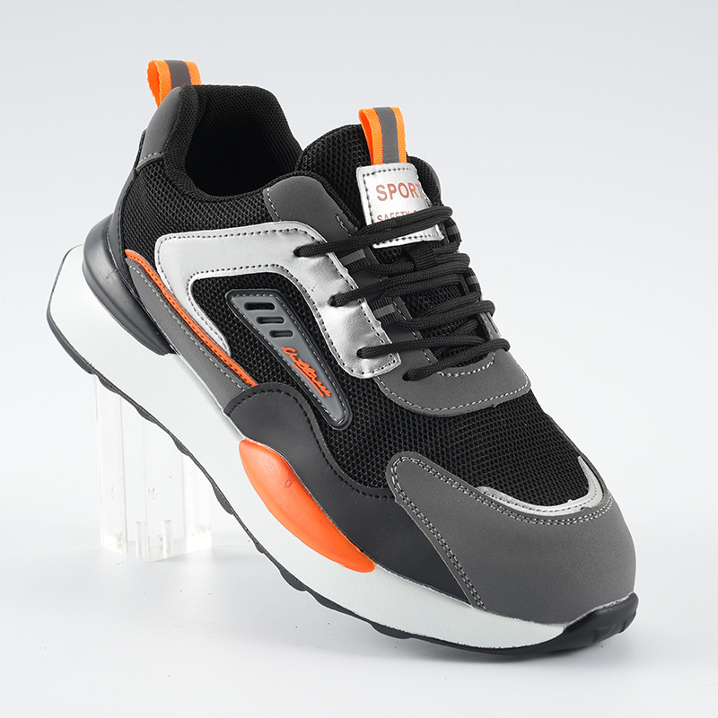 劳保鞋男钢包头防砸防刺穿黑色安全鞋轻便舒适PU底耐磨透气