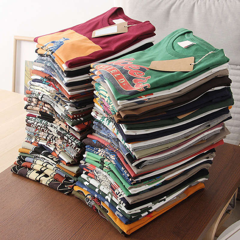 74 Color Wearing Couples Comfortable Sanding Short-sleeved T-shirt Women's Summer Trendy Men's Half-sleeved Printed Top