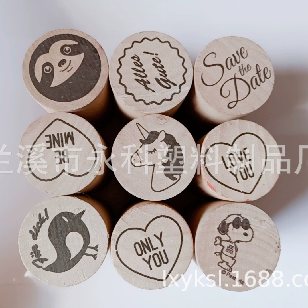 Круглые деревянные штампы, детские развивающие игрушки, милый мультяшный стиль, с возможностью индивидуализации, оптом от производителя