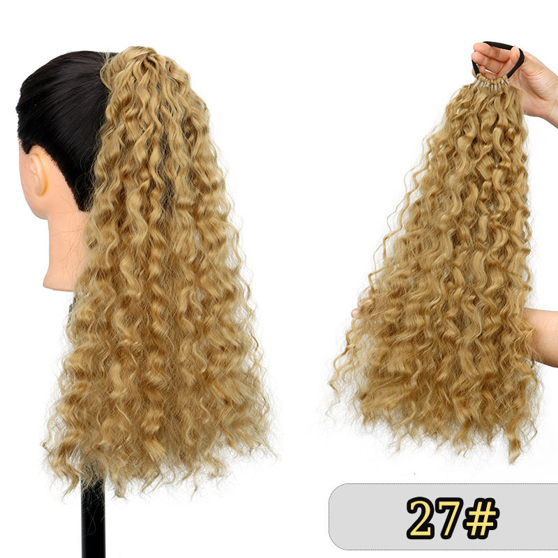 国境を越えた売れ筋女性用ウィッグポニーテール 18inch 小さなカーリー輪ゴムポニーテールヘアエクステンション新しいファッション三つ編みヘア|undefined