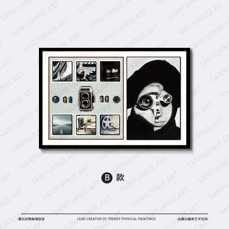 Pintura física tridimensional Entrada Sala de estudio Modelo Estudio Pintura decorativa Hotel Cámara retro Pintura colgante