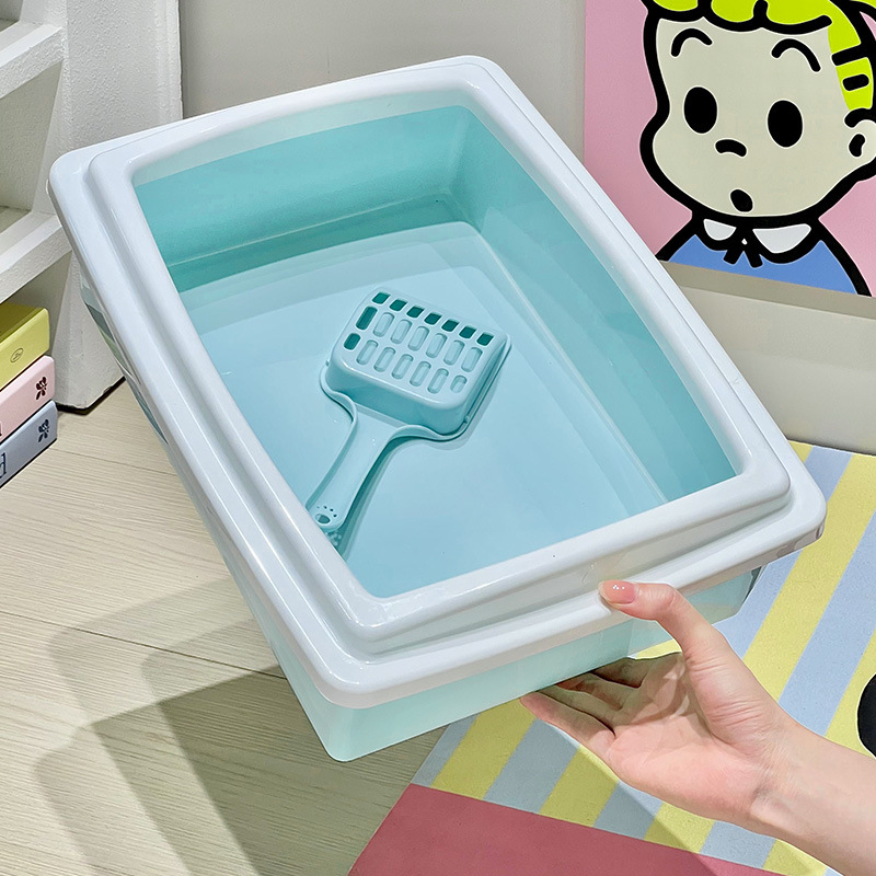 Gran baño de arena para gatos semicerrado anti-spillado, bandeja de arena para gatos, pala de arena para gatos al por mayor.