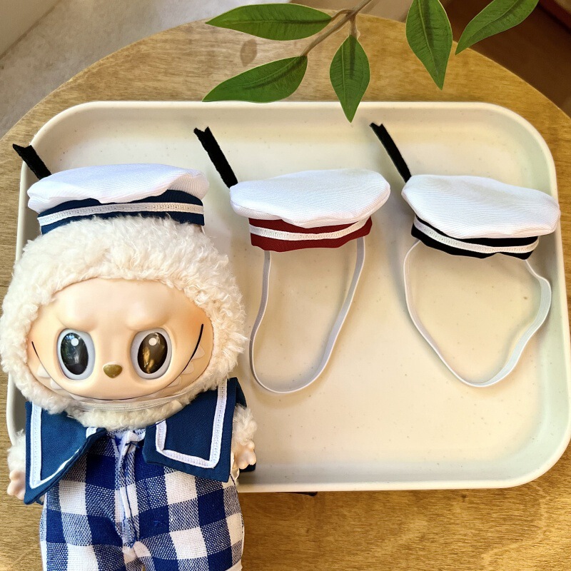 [Baby Clothes Accessories] 17cm Doll Doll First, Second and Third Generation Labubu Doll Clothes Hat Labubu Navy Hat