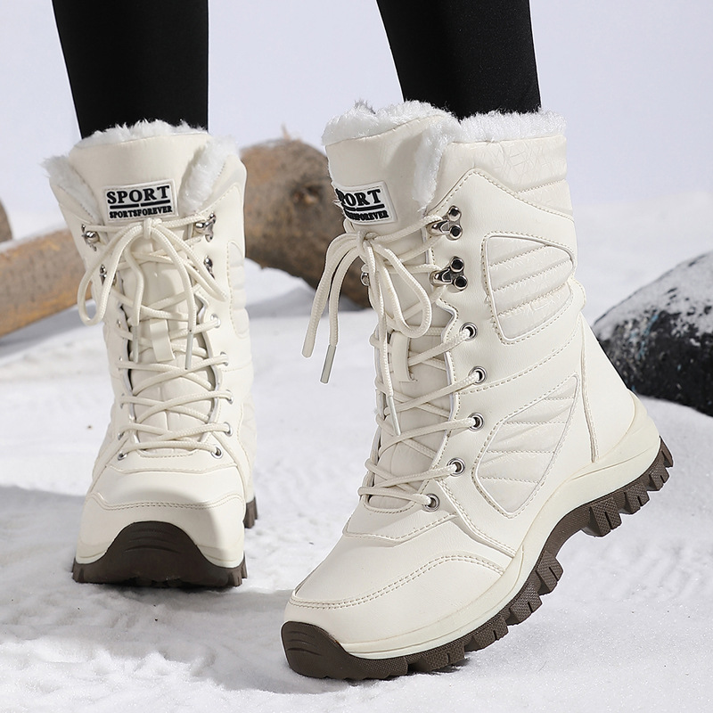 ハルビンの冬の新型の屋外の雪の靴の女性のベルベットの厚い女性の高い筒の滑り止めの東北の旅行の保温の綿の靴|undefined