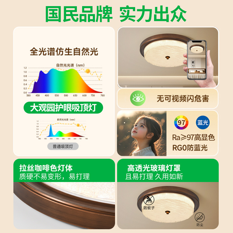 Lámpara de techo para dormitorio estilo americano, lámpara de techo para habitación estilo vintage, sencilla y elegante, adecuada para guardarropa y pasillo, iluminación Zhongshan 357L.
