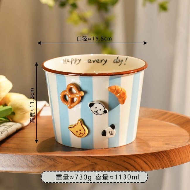 跨境宠物新款ins风猫狗食碗高颜值纽扣狗全家桶泡面碗水果碗6.5寸|undefined