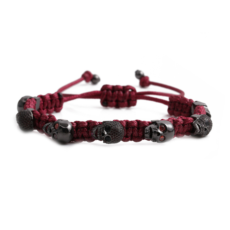 47g Weight Bracelets Classification Housewarming, Anniversary, Business, Wedding, Travel, Birthday, Festival Occasion Copper Material Skull Pattern Unisex Gender Fashion Style Green Color Fashion Skull Adjustable Copper Inlaid Zircon Bracelet 5