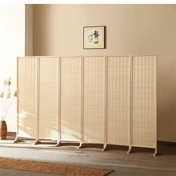 Chinese-Style Folding Screen Partition, Simple Modern Living Room Entrance Wall, Movable Folding Screen, Hotel Solid Wood Bamboo Screen Partition