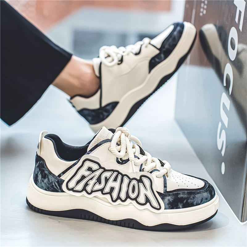 Нишевая обувь для хлеба, мужская обувь, модная ультратонкая кожаная обувь с нашивкой с буквами, корейский стиль, Студенческая спортивная Белая обувь