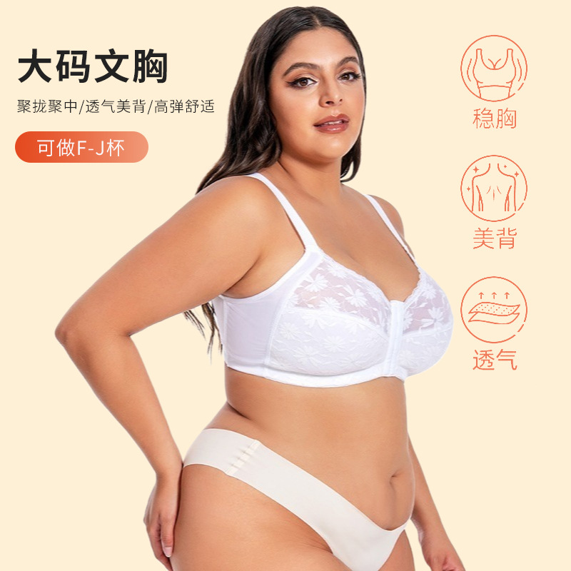 Amazon Europa y los Estados Unidos gran pecho sin anillo de acero sujetador de encaje comercio exterior ropa interior de tamaño grande sexy sujetador al por mayor image 4