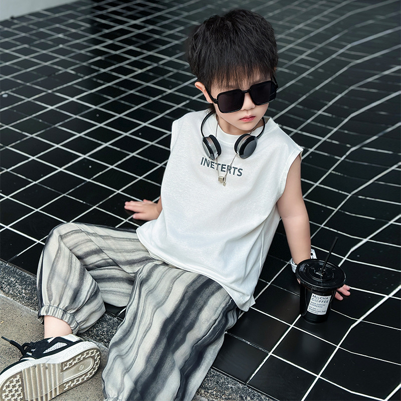 7362 traje de chaleco de punto para niños 2025 nueva ropa sin mangas de moda para bebés