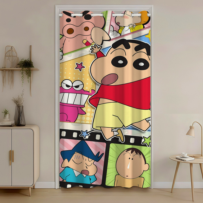 Crayon Shin-Chan Door Curtain Cute Printed Door Curtain Partition Curtain 2025 New Kitchen Door Curtain Anti-Cold Bedroom Home
