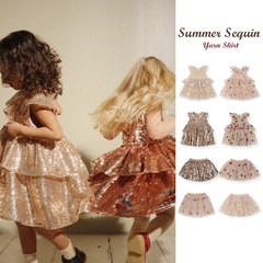 Children's Dress 24 Spring and Summer New Girl's Love Sparkling chiffon Dress Princess Dress Formal Dress
