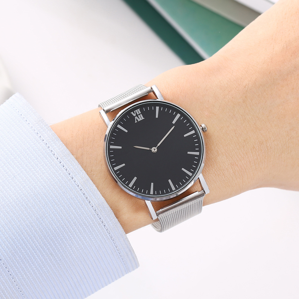 Foreign Trade Hot-Selling Mesh Belt Women's Watch Men's Quartz Watch Simple Fashion Casual Alloy Belt Two-Pin Watch Wholesale