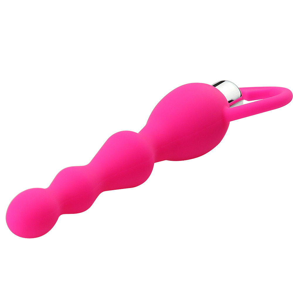 Silicone Vibrating Anal Beads, Pink Body-Safe Plug Toy for Adults — detail image 3