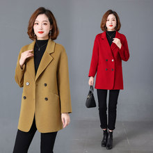 小个子洋气外套女秋冬中老年妈妈羊毛无双面羊绒大衣短款毛呢西装