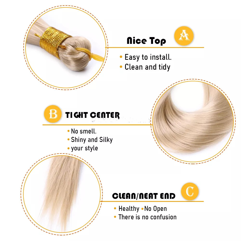 Perruque synthétique synthétique lisse en vrac, Extension en soie à haute température, poignée lisse_voghion.com