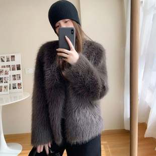 2024 New Style Chanel Style Short Fur Coat Women's Slimming High-end Fur Faux Fox Fur Top