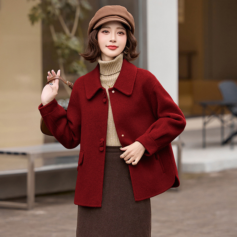 Tweed Style Double-Sided Wool Outwear for Women 2025 Autumn and Winter New Style Slim-Fitting Short Woolen Outwear for Small People to Reduce Age