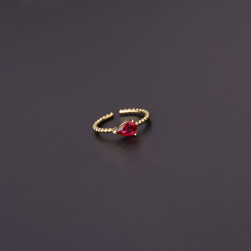 Fashion Water Droplets Copper Plating Inlay Zircon Open Ring 1 Piece