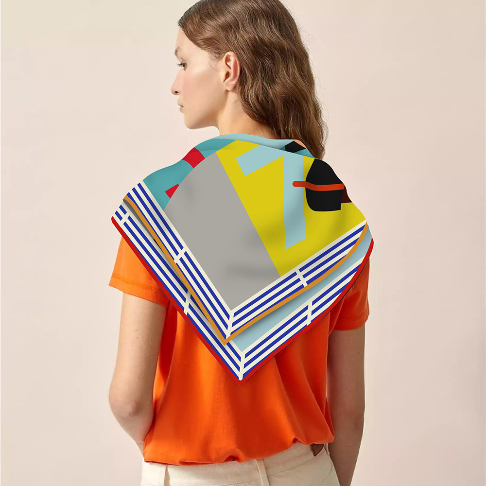 108g Weight Silk Scarf Classification Daily Occasion Human Pattern All Seasons Season Women's Gender Printing Design Casual Style Women's Casual Human Twill Printing Silk Scarf 6