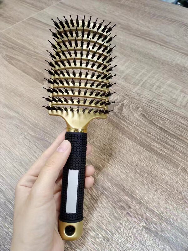 猪毛理髪コーム、マッサージコーム、メンズオイルヘッドコーム、カーリーヘアスタイリングコーム、滑らかなヘアカーブスパナコーム、ラージカーブコーム|undefined