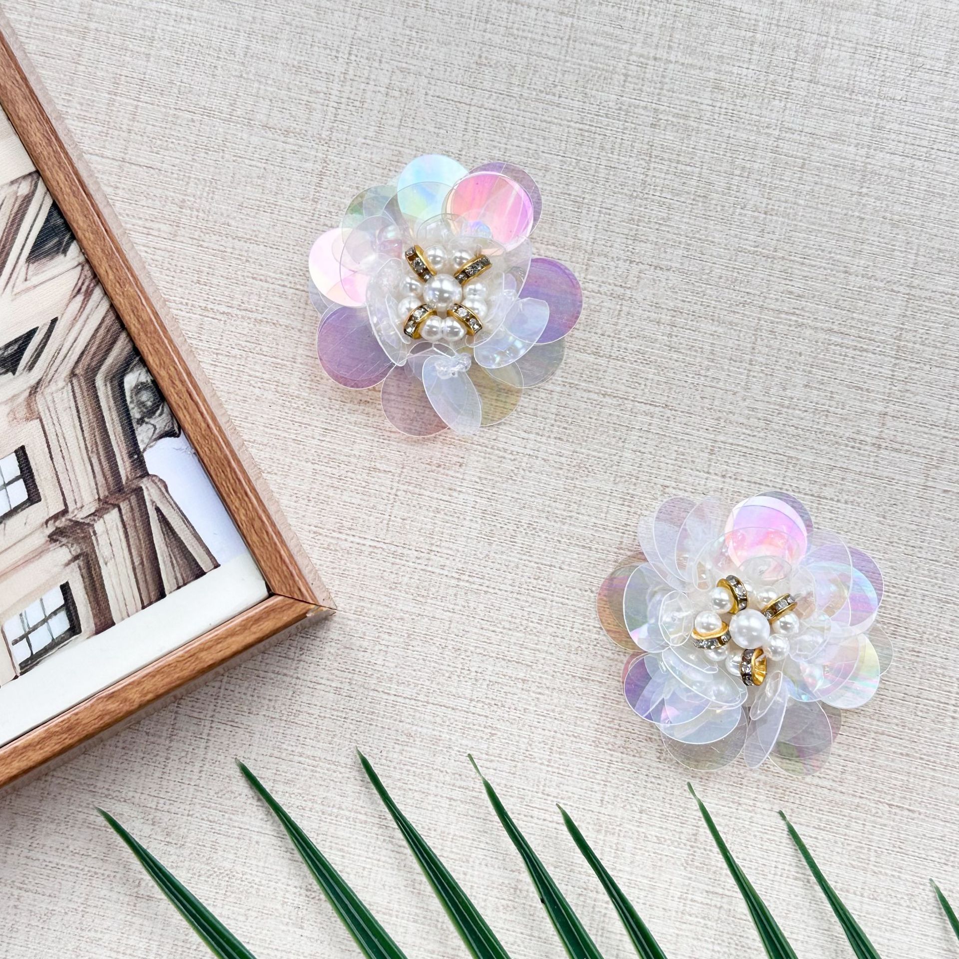 45mm oro polvo brillante flores de perlas de color fantasma flores de perlas transparentes exquisitas hermosas zapatos sombreros material de decoración de bolsas