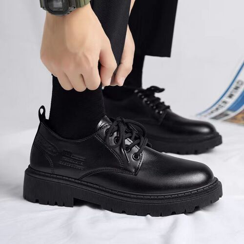 Autumn High-End Martin Boots, British Style Formal Business Wedding groom leather shoes for men, breathable casual small leather shoes