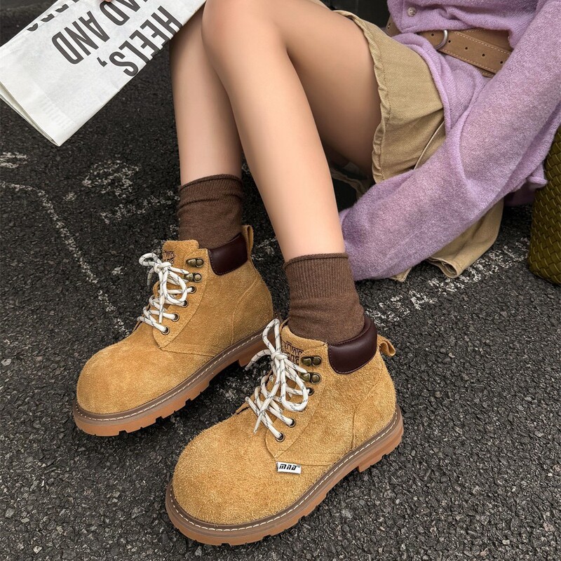 头层牛皮马丁靴女新款2025秋冬季爆款百搭英伦风复古女款靴子女|undefined