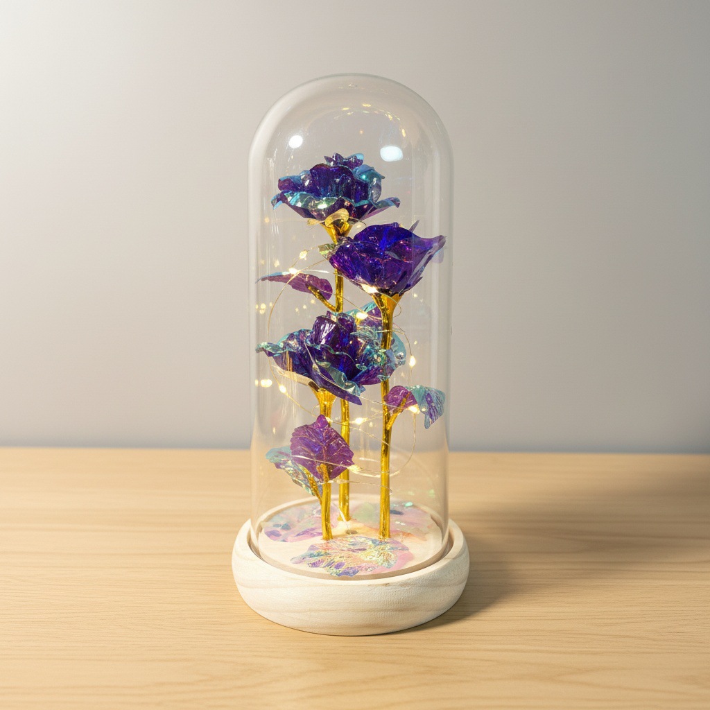 Color púrpura + hoja + fondo de tronco