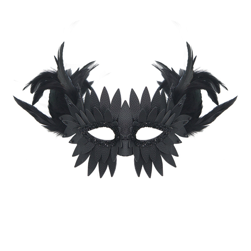 Halloween de alta calidad mitad cara cuero plumas pico de baile máscaras de fiesta accesorios bar interesantes para adultos