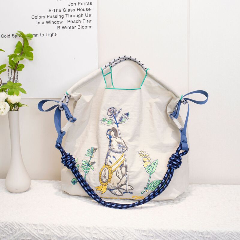 Korean-Style Ball Embroidered Shopping Bag, Popular Japanese Niche Design, Nylon Tote Bag, Student Shoulder Bag, Eco-Friendly Korean-Style Ball Embroidered Shopping Bag, Popular Japanese Niche Design, Nylon Tote Bag, Student Shoulder Bag, Eco-Friendly