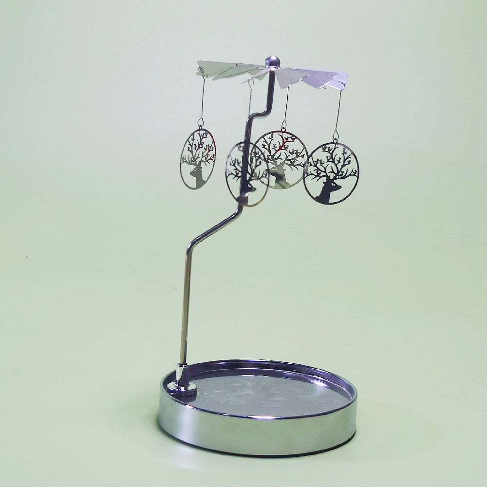 Fuente fabricante al por mayor Amazon INS bandeja redonda de acero inoxidable linterna giratoria giratoria candelabro de aromaterapia giratoria
